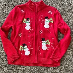 Women’s vintage snowman zip up cardigan